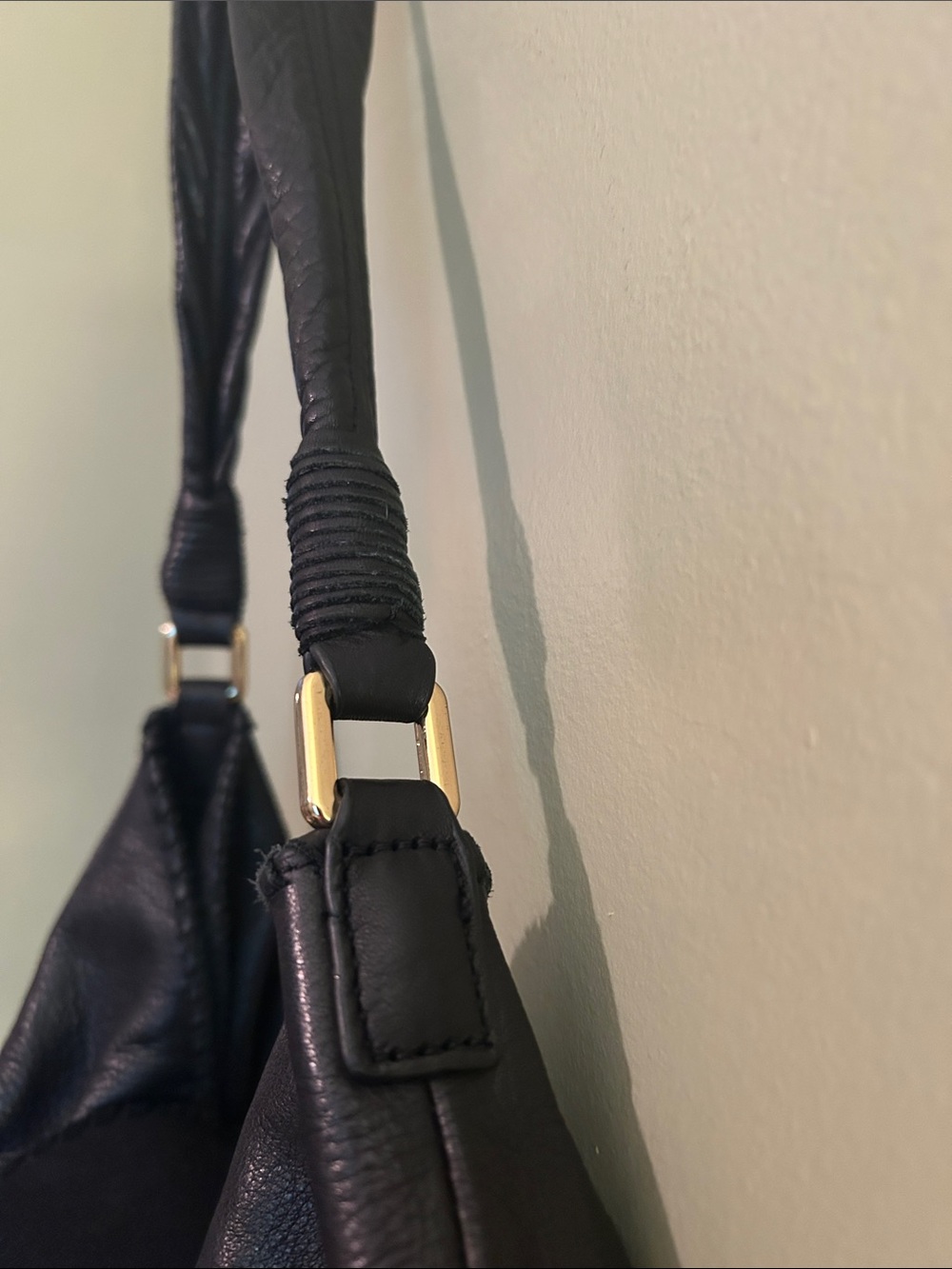 Margot Black Leather Fringe Hobo Bag. - Picture 6 of 11